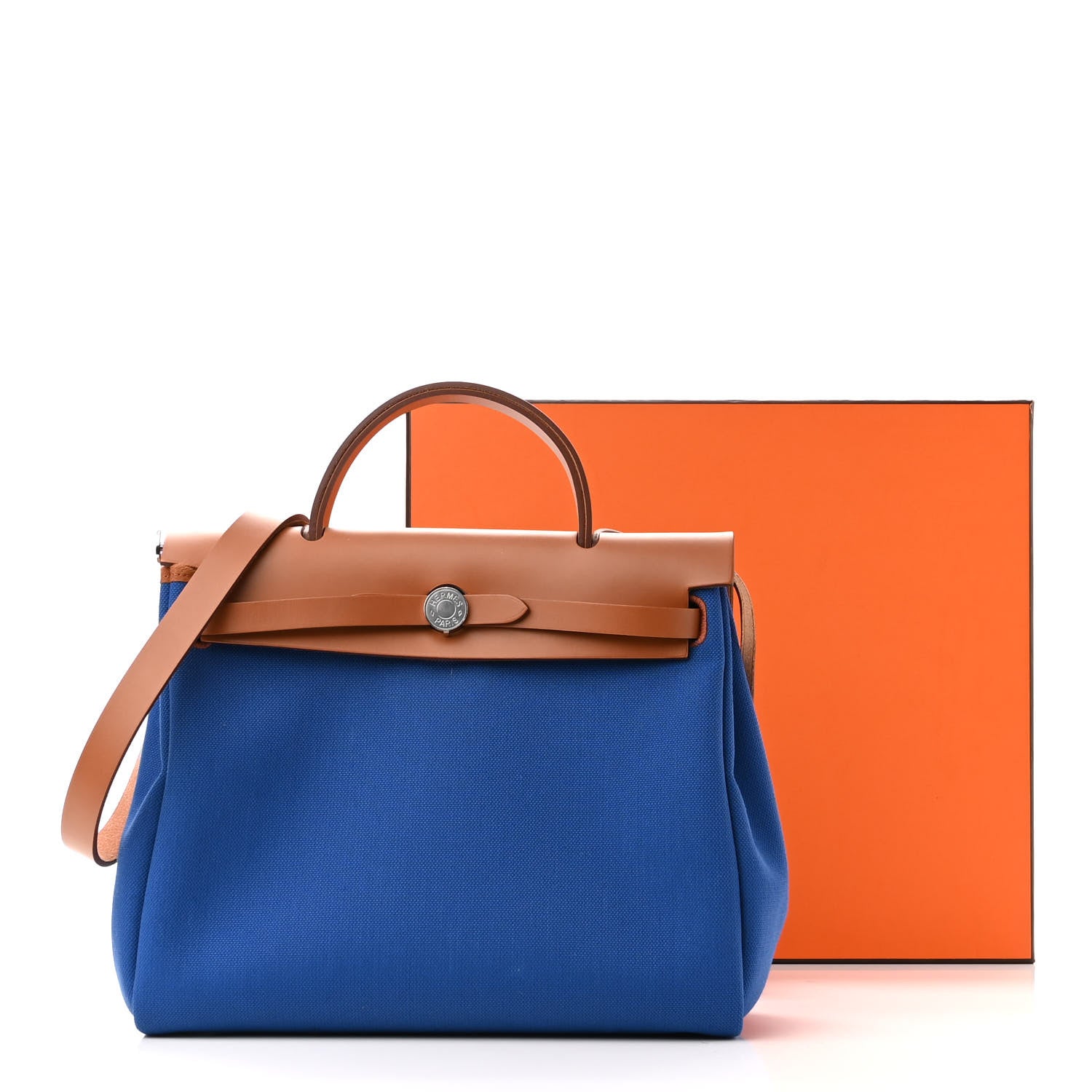 Hermes Military Toile Vache Hunter Herbag Zip Retourne 31 PM Bleu France Fauve 12 of 12