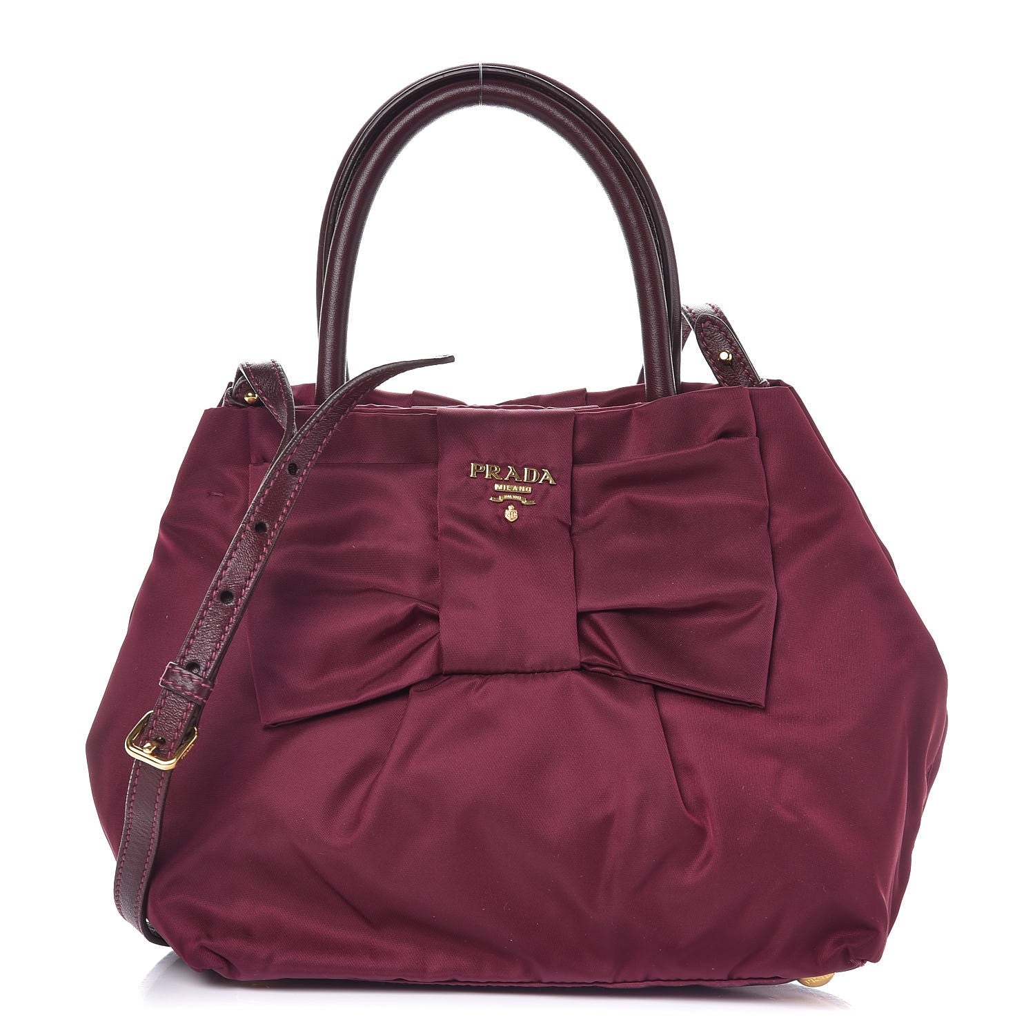 Prada Nylon Tessuto Fiocco Bow Tote Wine 1 of 8