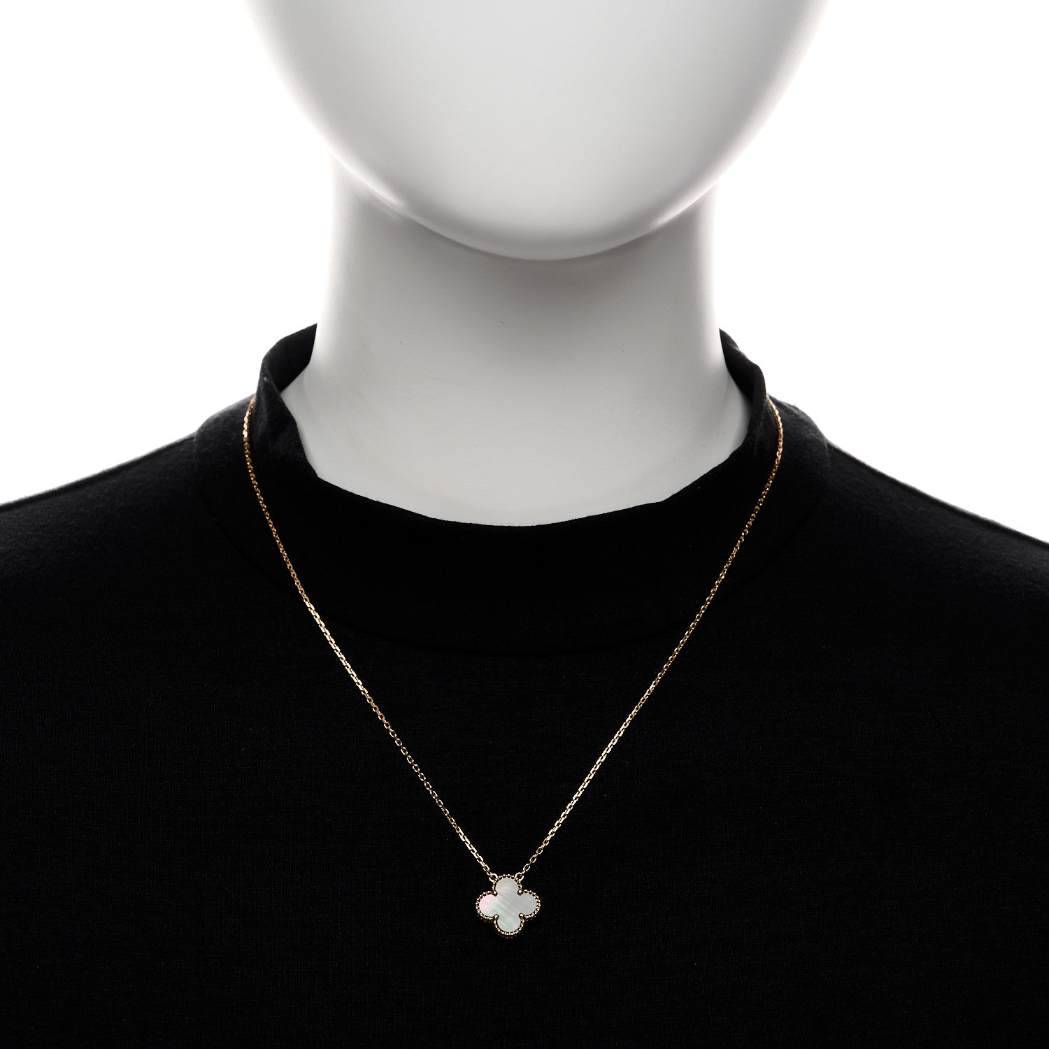 Van Cleef & Arpels 18K Rose Gold Gray Mother of Pearl Vintage Alhambra Pendant Necklace 2 of 6