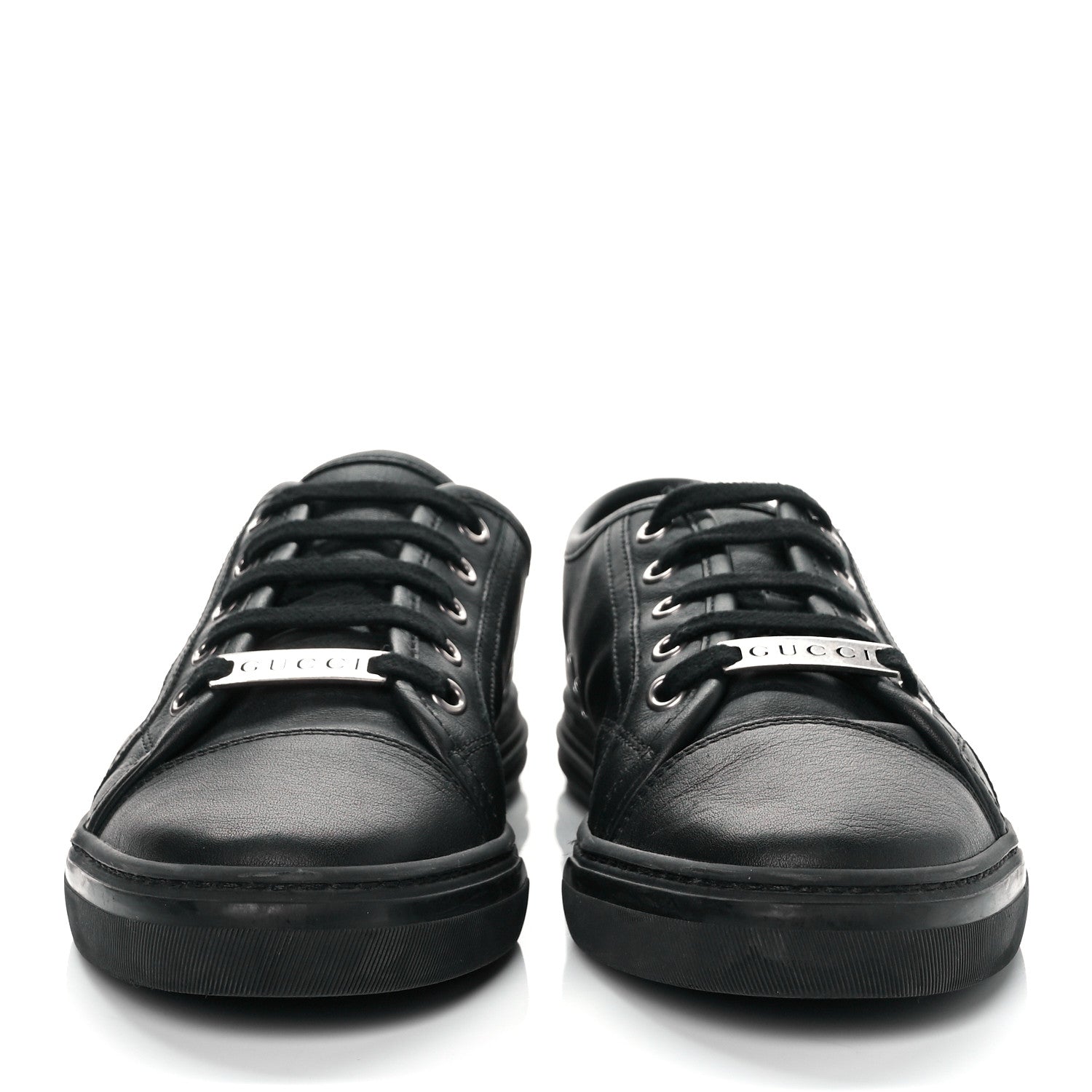 Gucci Calfskin Miro Soft Womens Lace Up Sneakers 37 Black 2 of 7