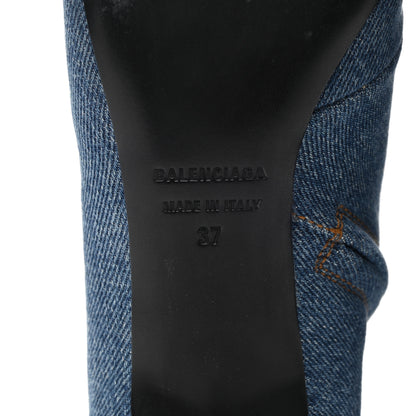 Balenciaga Denim BB Pointy Toe Ankle Booties 37 Light Bleu 6 of 9