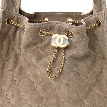Chanel Suede Quilted Small Chanel 25 Handbag Dark Grey 8 of 11