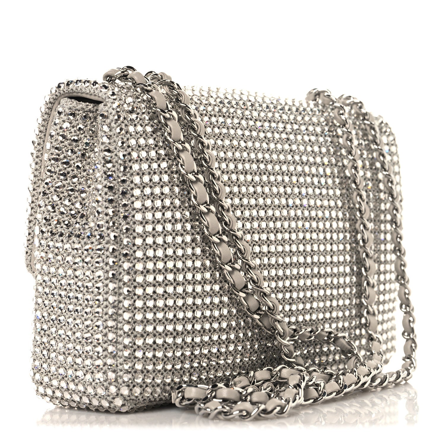 Chanel Crochet Strass Evening Flap Bag Silvery 2 of 9