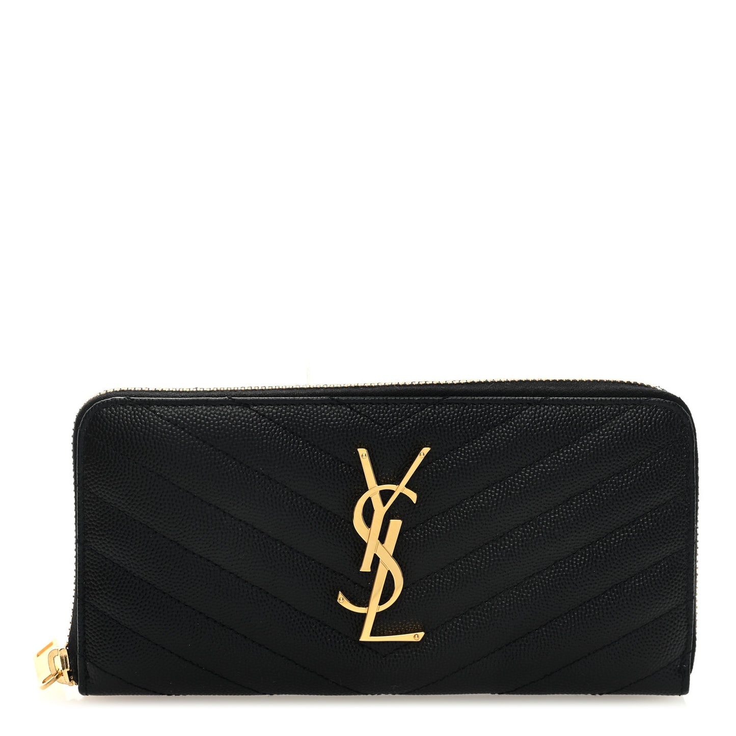 Grain De Poudre Matelasse Chevron Monogram Zip Around Wallet Black