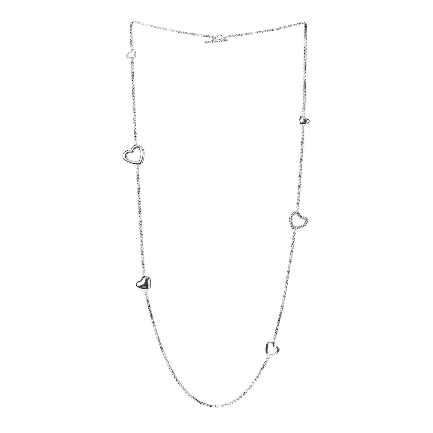 Sterling Silver Cable Heart Chain Necklace