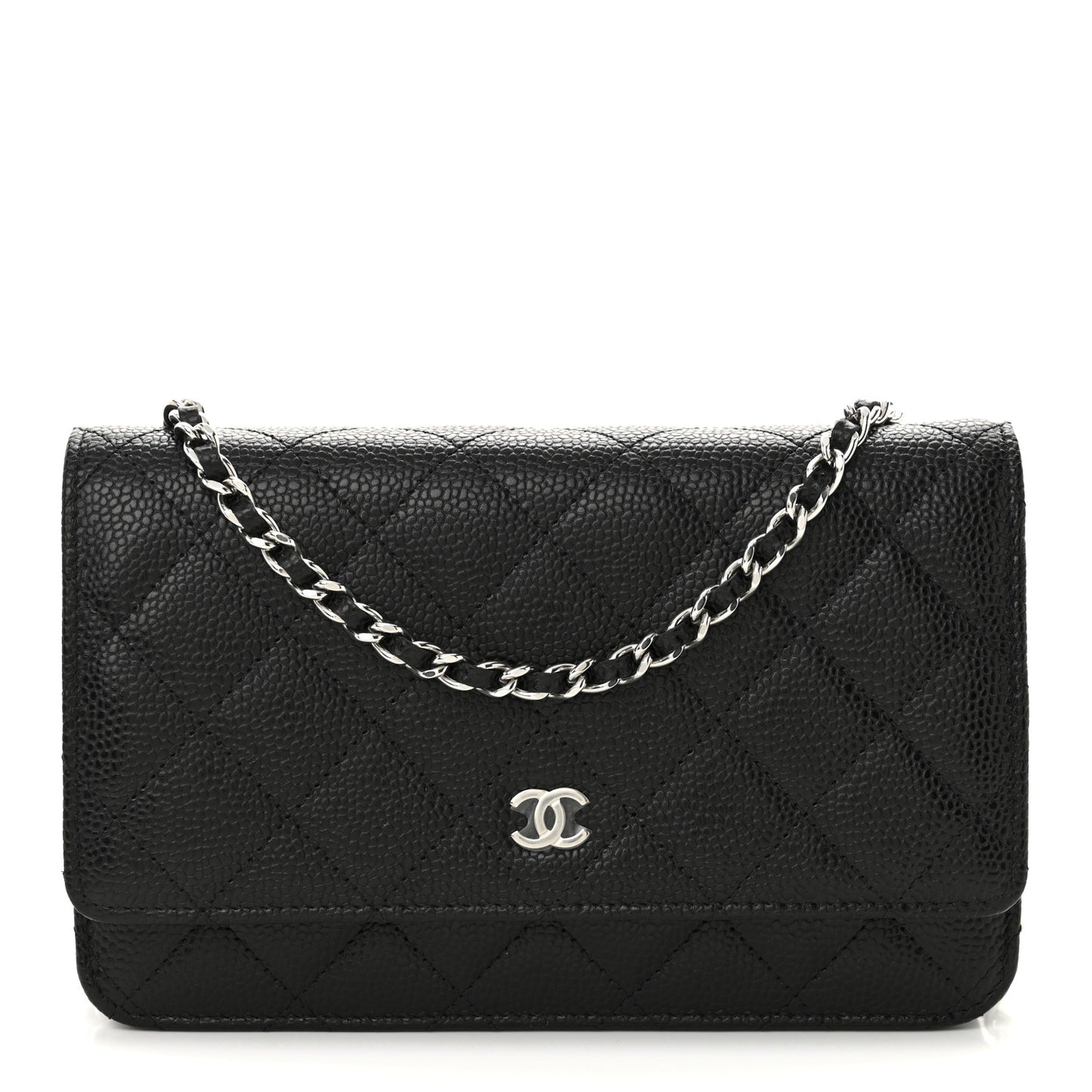 Caviar Quilted Wallet on Chain WOC Black