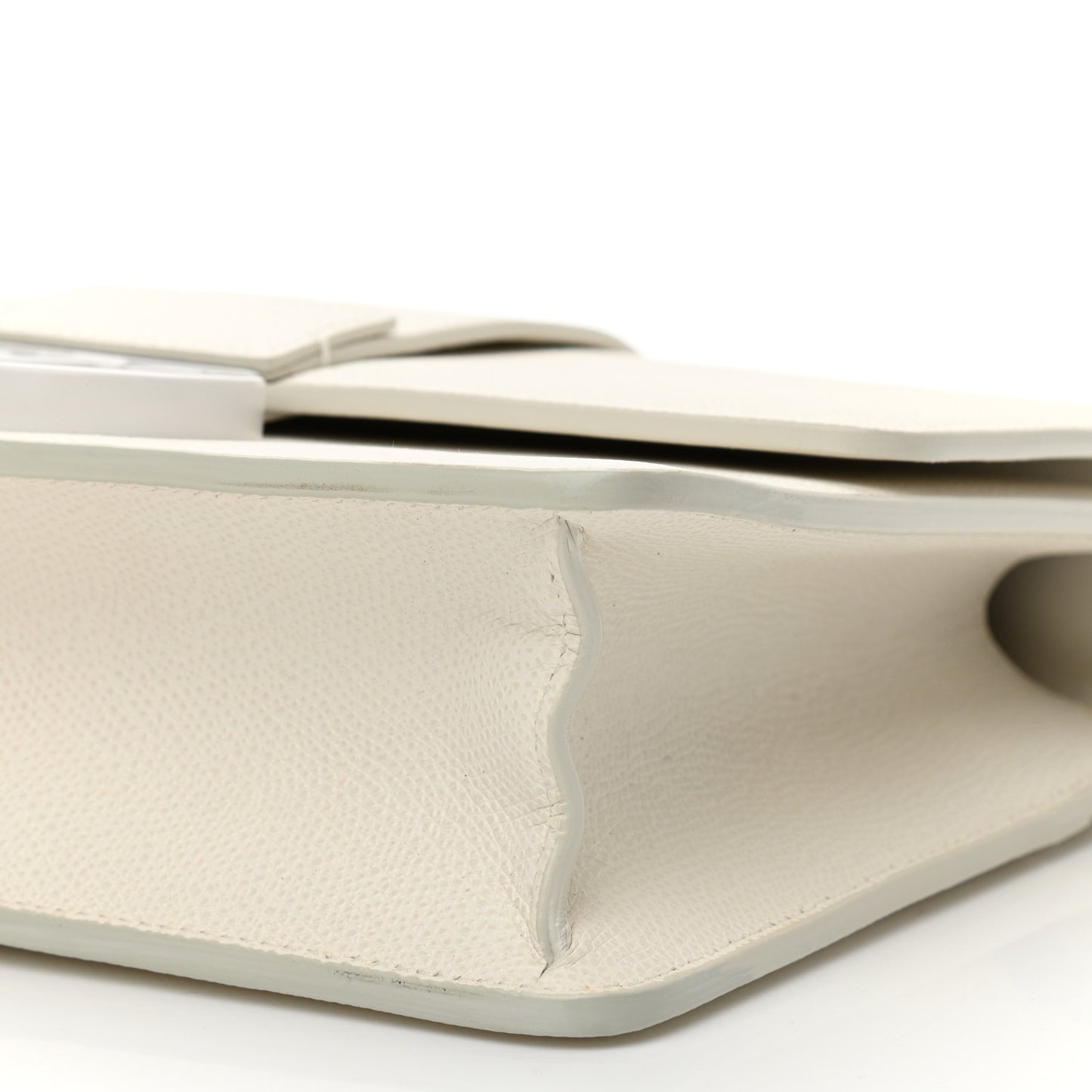Ultra Matte Grained Calfskin 30 Montaigne Flap Bag White