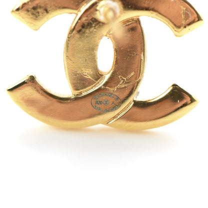 Chanel Metal CC Paris Button Stud Earrings Gold 4 of 5
