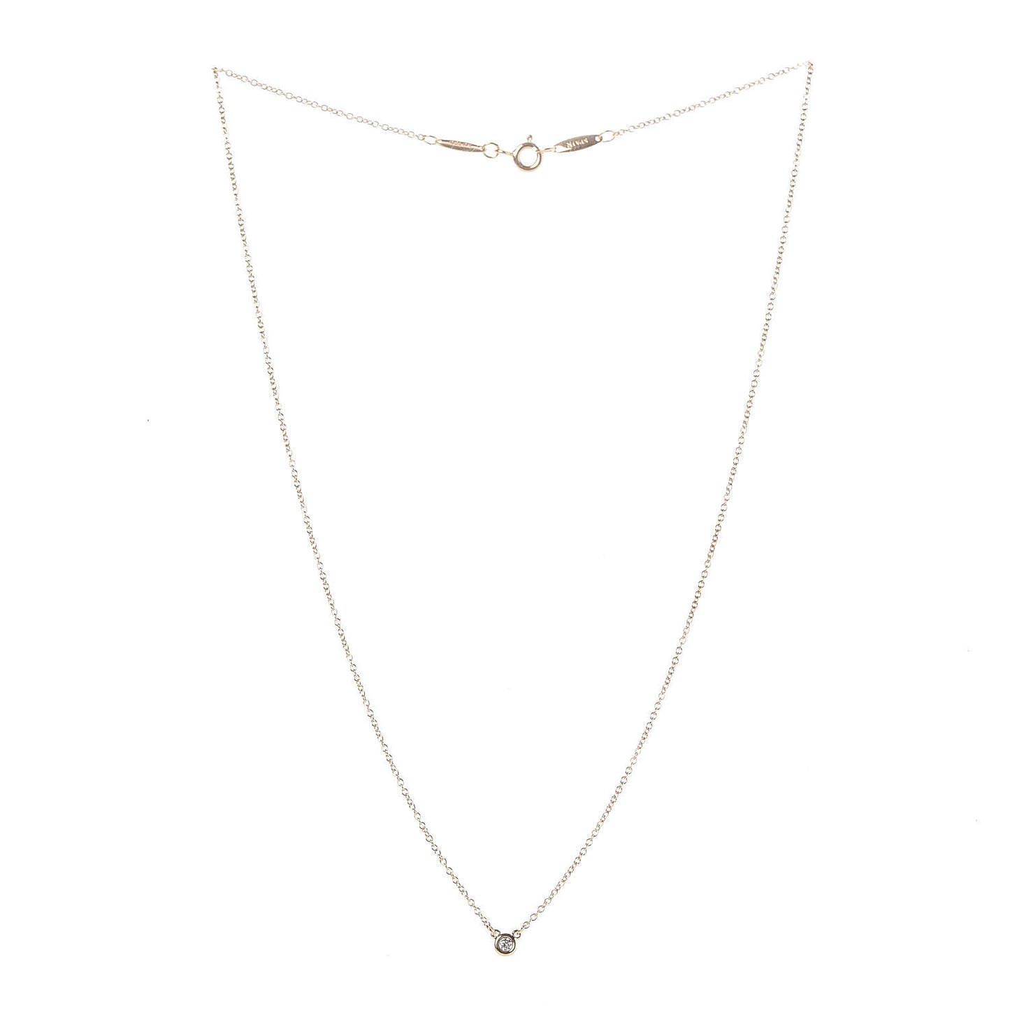 18K Rose Gold Diamond .03ct Elsa Peretti Diamonds by the Yard Pendant Necklace