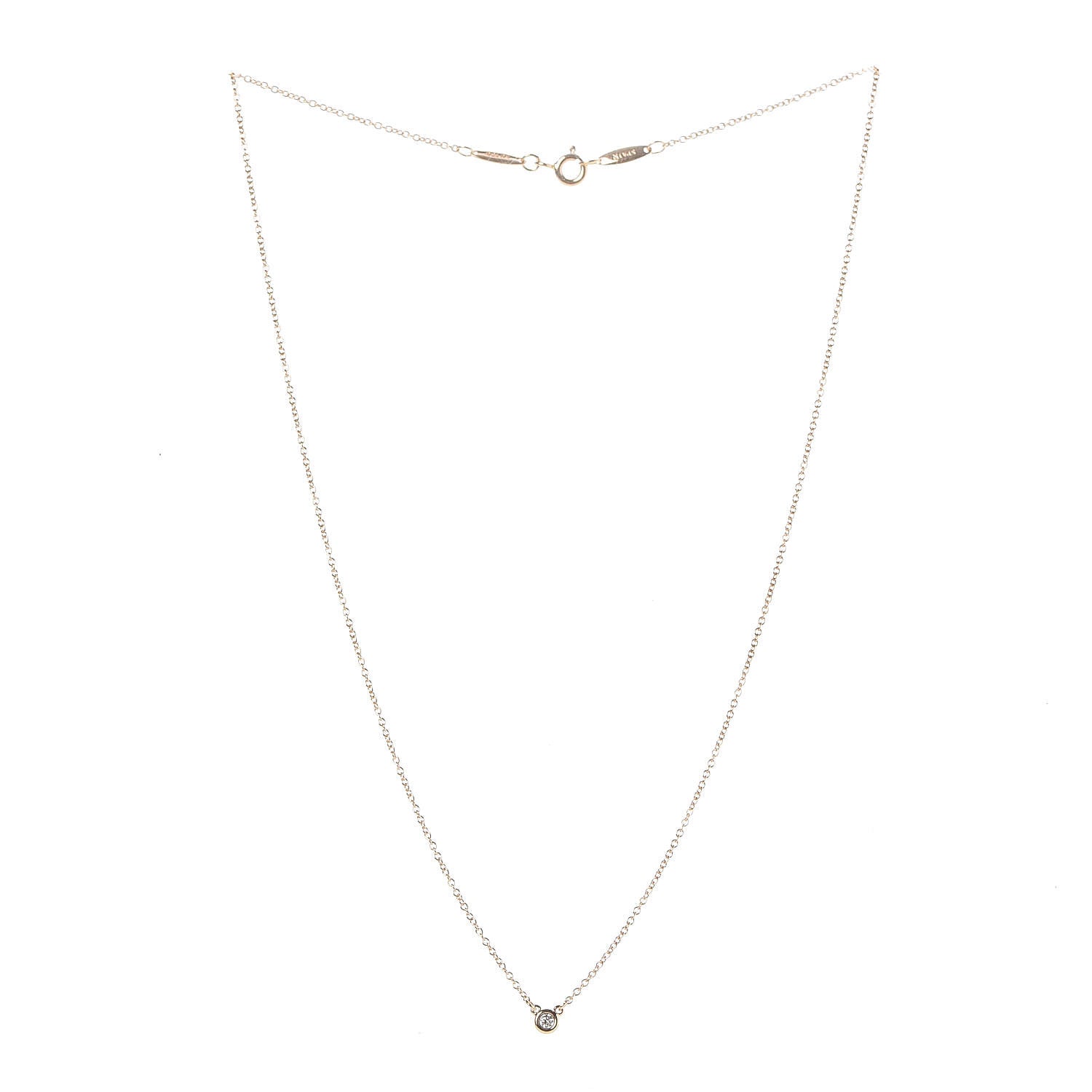 Tiffany 18K Rose Gold Diamond .03ct Elsa Peretti Diamonds by the Yard Pendant Necklace 3 of 8