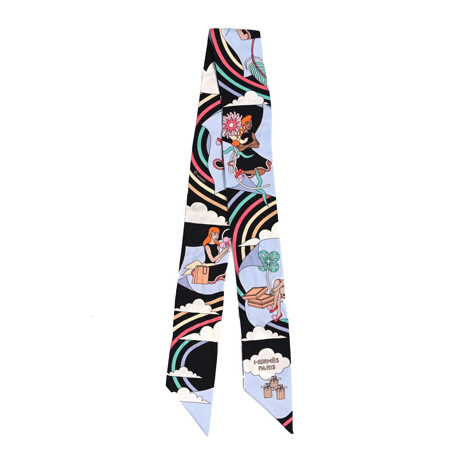 Hermes Silk Carres Volants Twilly Black Ciel Multicolor 2 of 4