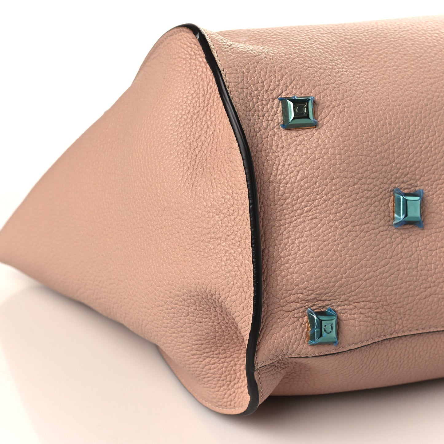 Hammered Calfskin Medium Studio Top Handle Bag Beige