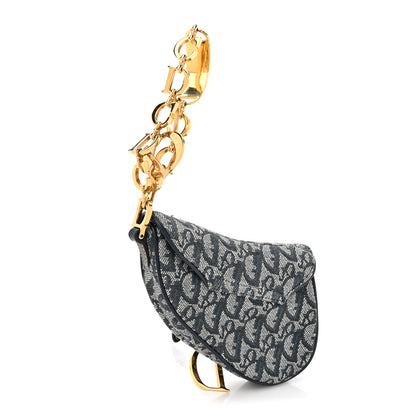 Christian Dior Monogram Mini Saddle Wristlet Navy Blue 3 of 10