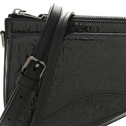 Christian Dior Patent Oblique Embossed Saddle Boxy Bag Black 7 of 9