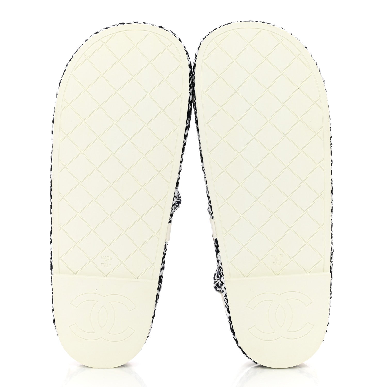 Chanel Lambskin Cord Chain CC Sandals 38 Navy Blue White 6 of 16