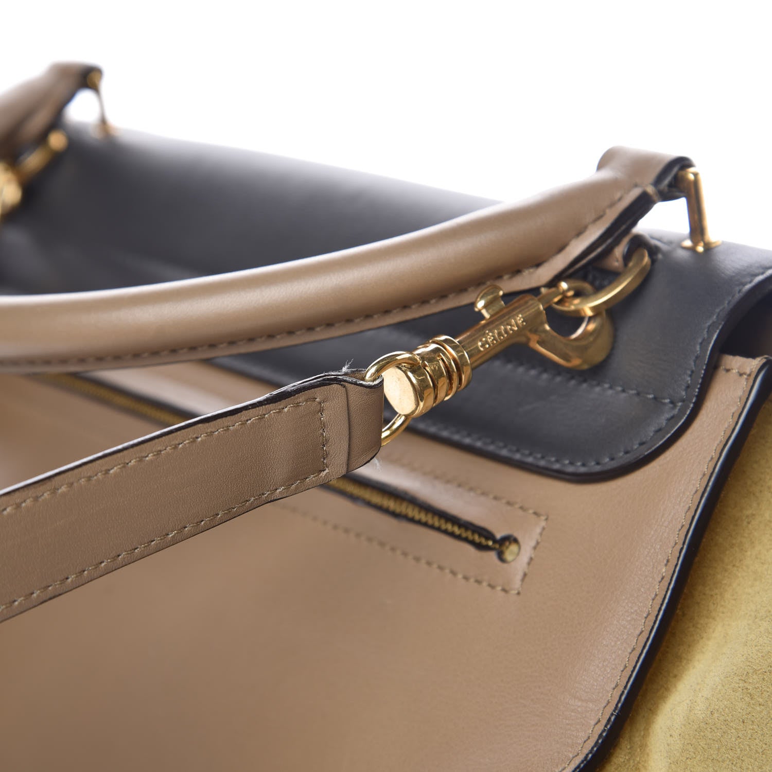 Celine Smooth Calfskin Suede Medium Tri-Color Trapeze Olive 17 of 20