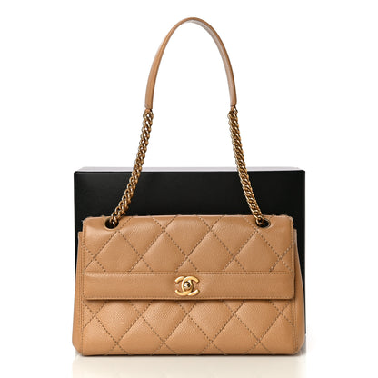 Chanel Caviar Quilted Wild Stitch Medium Single Flap Beige 16 of 16