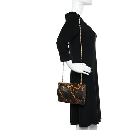 Bottega Veneta Spazzolato Calfskin Chain Clutch Gold Marble 2 of 9