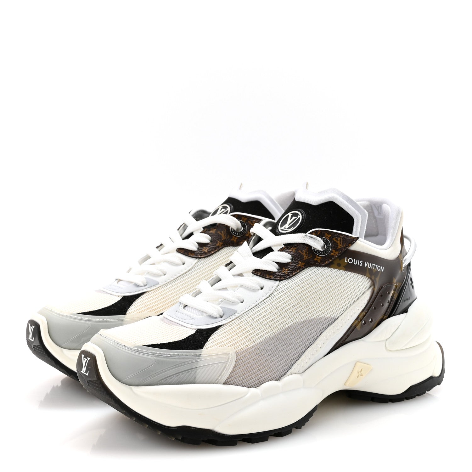Louis Vuitton Monogram Calfskin Run 55 Sneakers 37 White 1797666