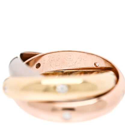 Cartier 18K Pink Yellow White Gold Diamond Medium Trinity Ring 46 3.75 5 of 7