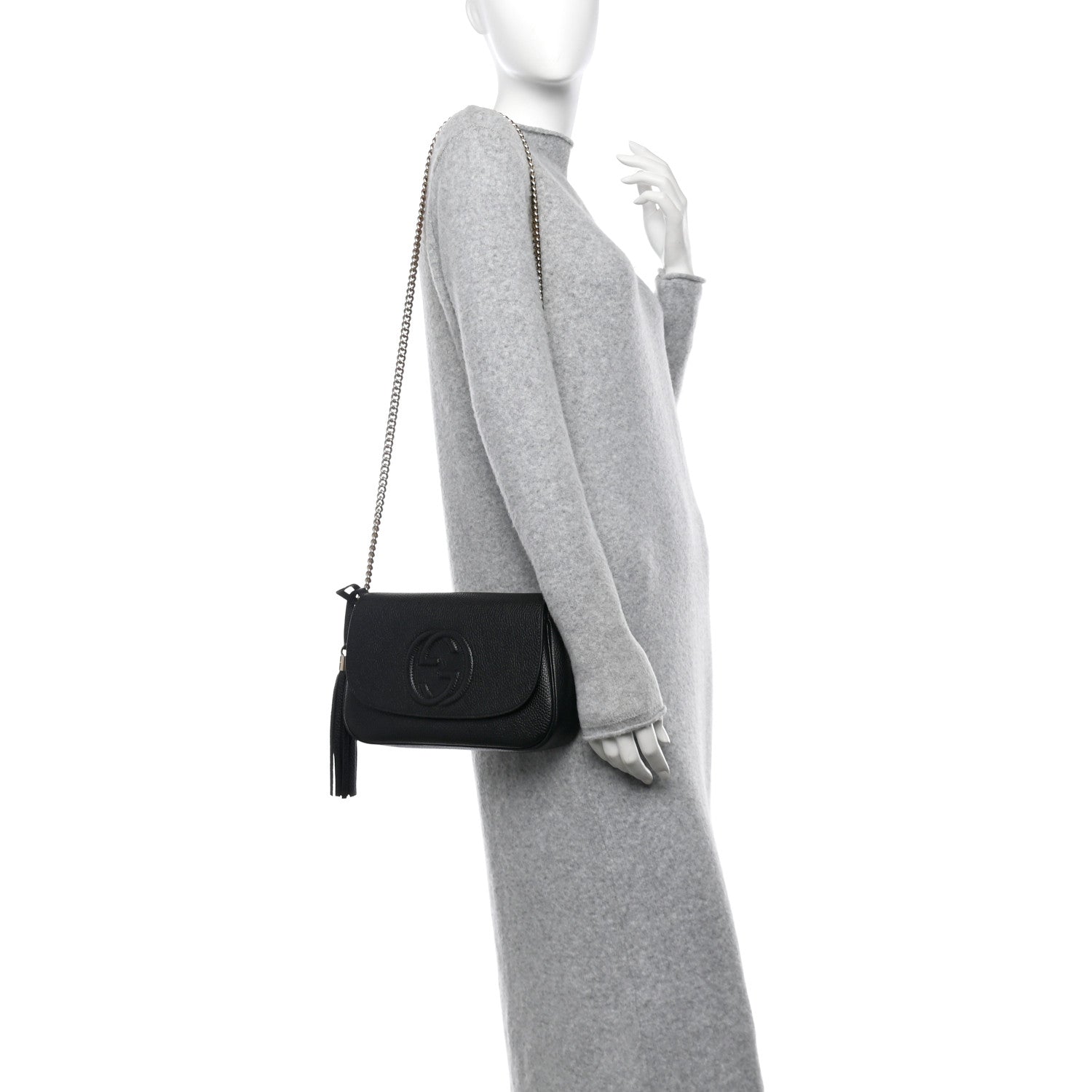 Gucci Pebbled Calfskin Medium Soho Flap Crossbody Black 2 of 10