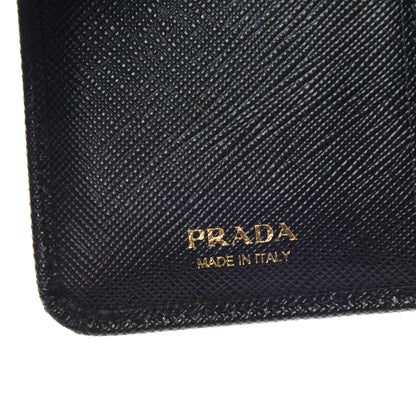 Prada Saffiano Compact Triangle Wallet Black 6 of 7