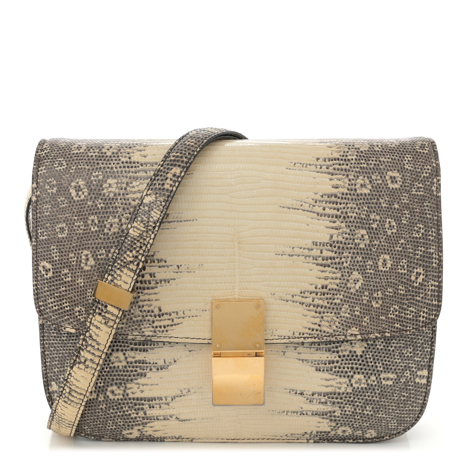 Celine Lizard Medium Classic Box Flap Bag Natural 1 of 13