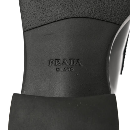 Prada Spazzolato Metal Triangle Logo 50mm Loafers 39 Black 7 of 10