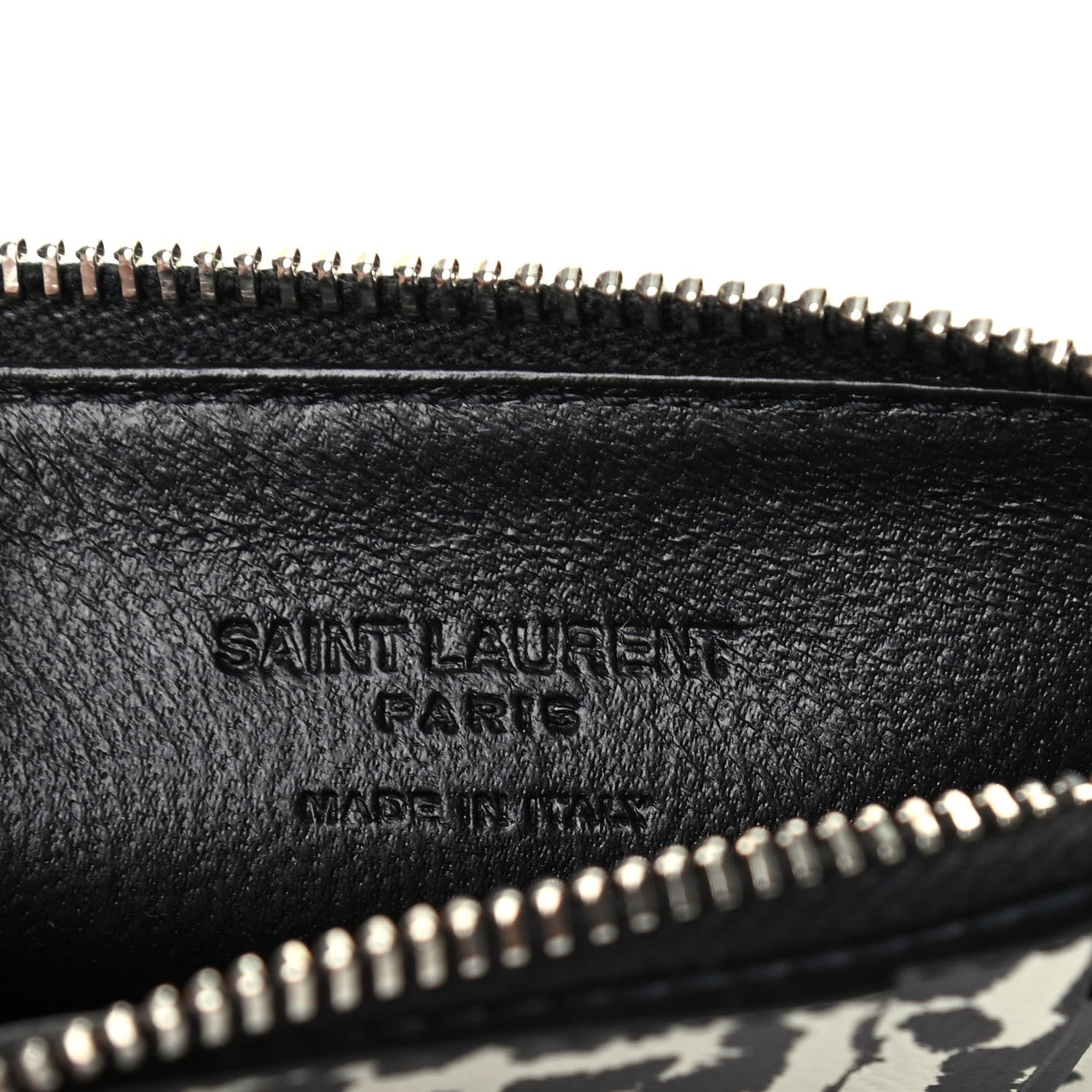Saint Laurent Grain de Poudre Leopard Print 5 Fragments Zip Pouch Card Holder Black 6 of 7