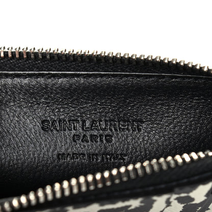 Saint Laurent Grain de Poudre Leopard Print 5 Fragments Zip Pouch Card Holder Black 6 of 7