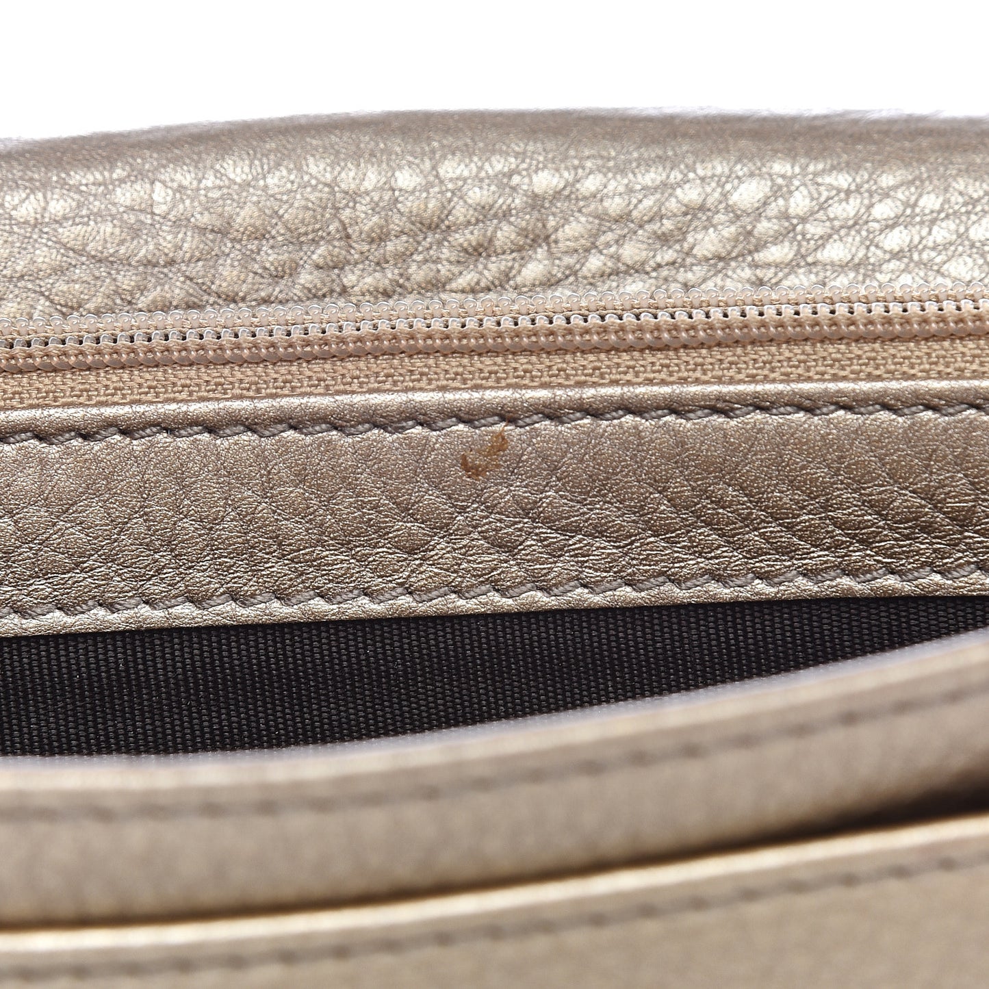 Metallic Pebbled Calfskin Large Soho Continental Wallet Golden Beige