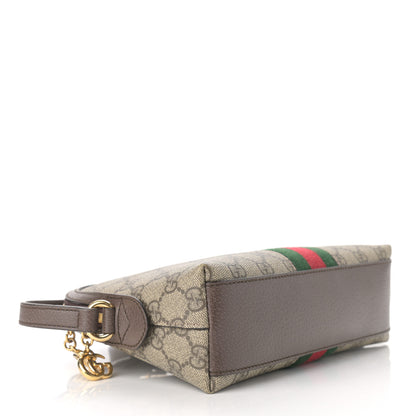 Gucci GG Supreme Monogram Textured Dollar Calfskin Web Small Ophidia Dome Shoulder Bag Beige Ebony New Acero 4 of 16