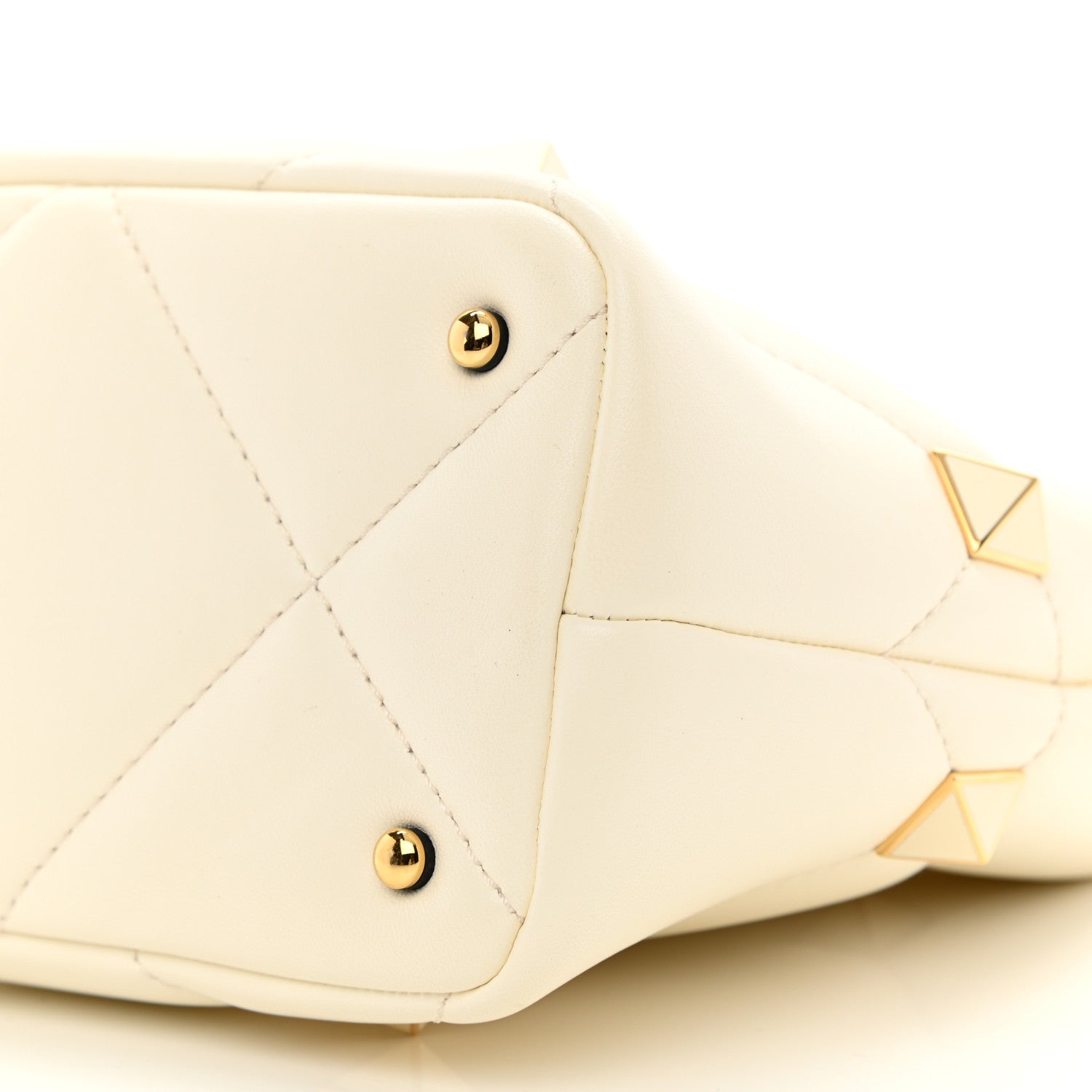Valentino Garavani Nappa Enamel Small Roman Stud The Handle Bag Ivory 9 of 9