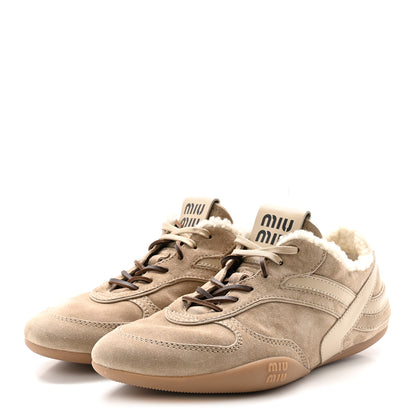 Miu Miu Suede Shearling Gymnasium Sneakers 39.5 Deserto 4 of 9
