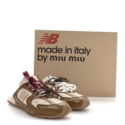 Miu Miu X NEW BALANCE Bleached Calfskin 530 SL Slip-On Sneakers 38.5 Cinnamon Travertine Gray 8 of 8