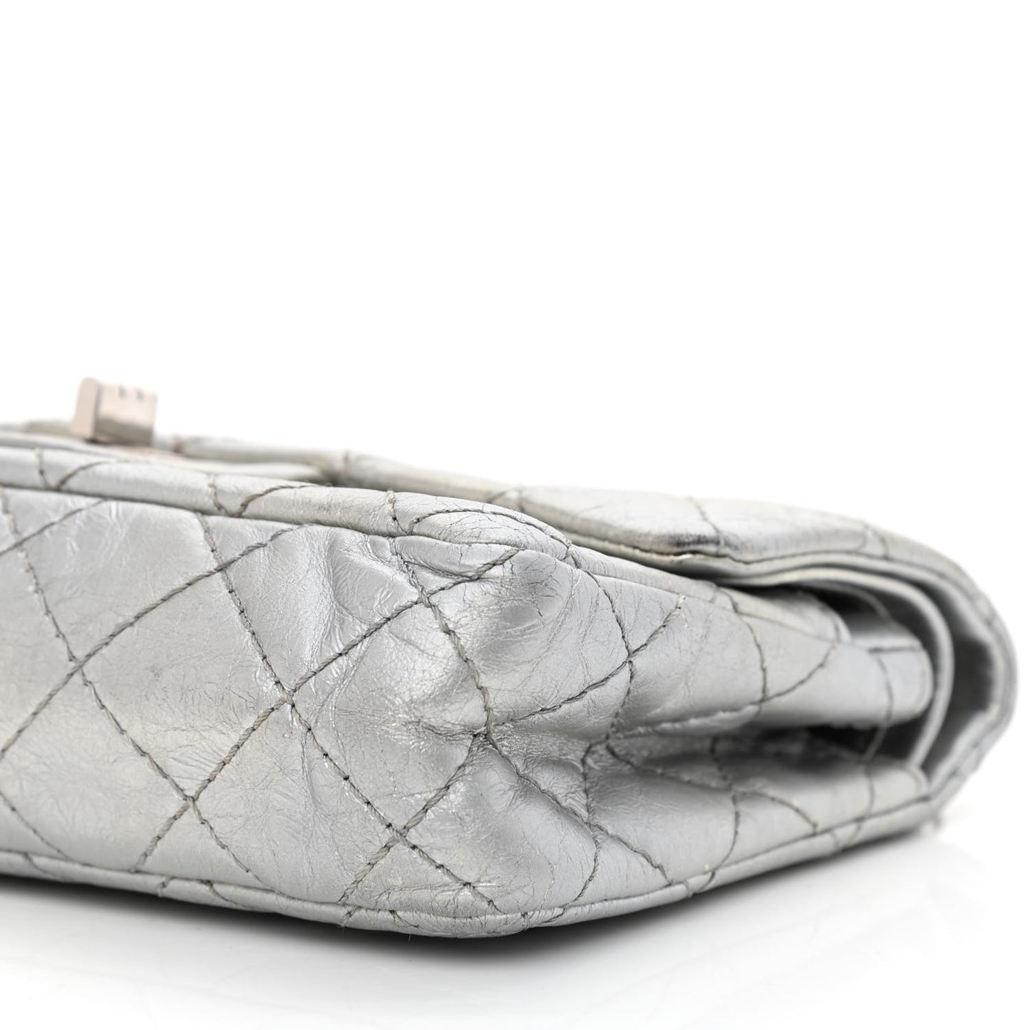 Metallic Aged Calfskin Quilted 2.55 Reissue 224 Flap Silver