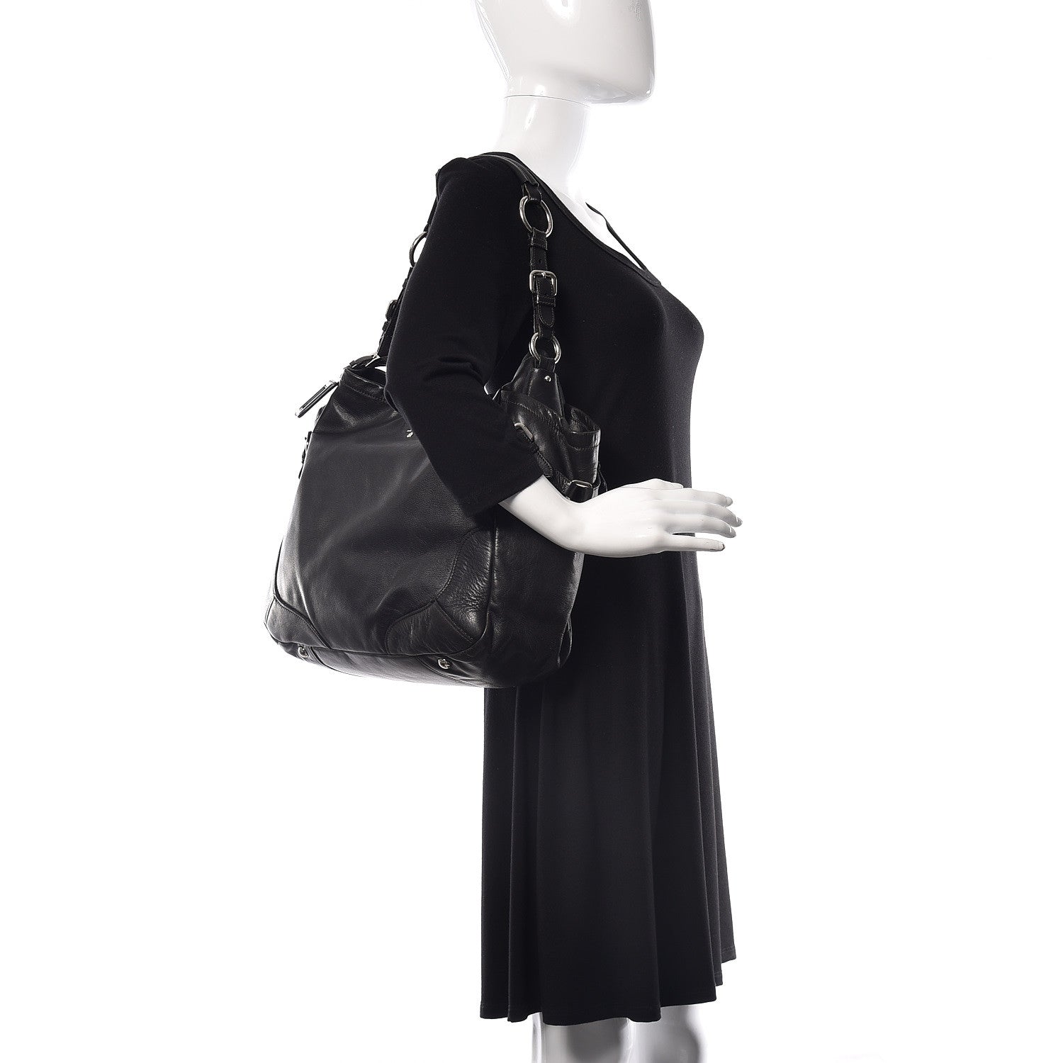 Prada Soft Calfskin Two Pocket Hobo Black 2 of 14