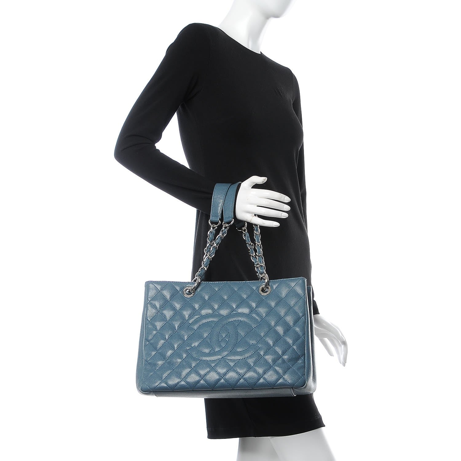 Chanel Caviar Quilted Grand Shopping Tote GST Dark Blue 2 of 11