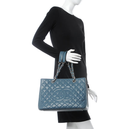 Chanel Caviar Quilted Grand Shopping Tote GST Dark Blue 2 of 11