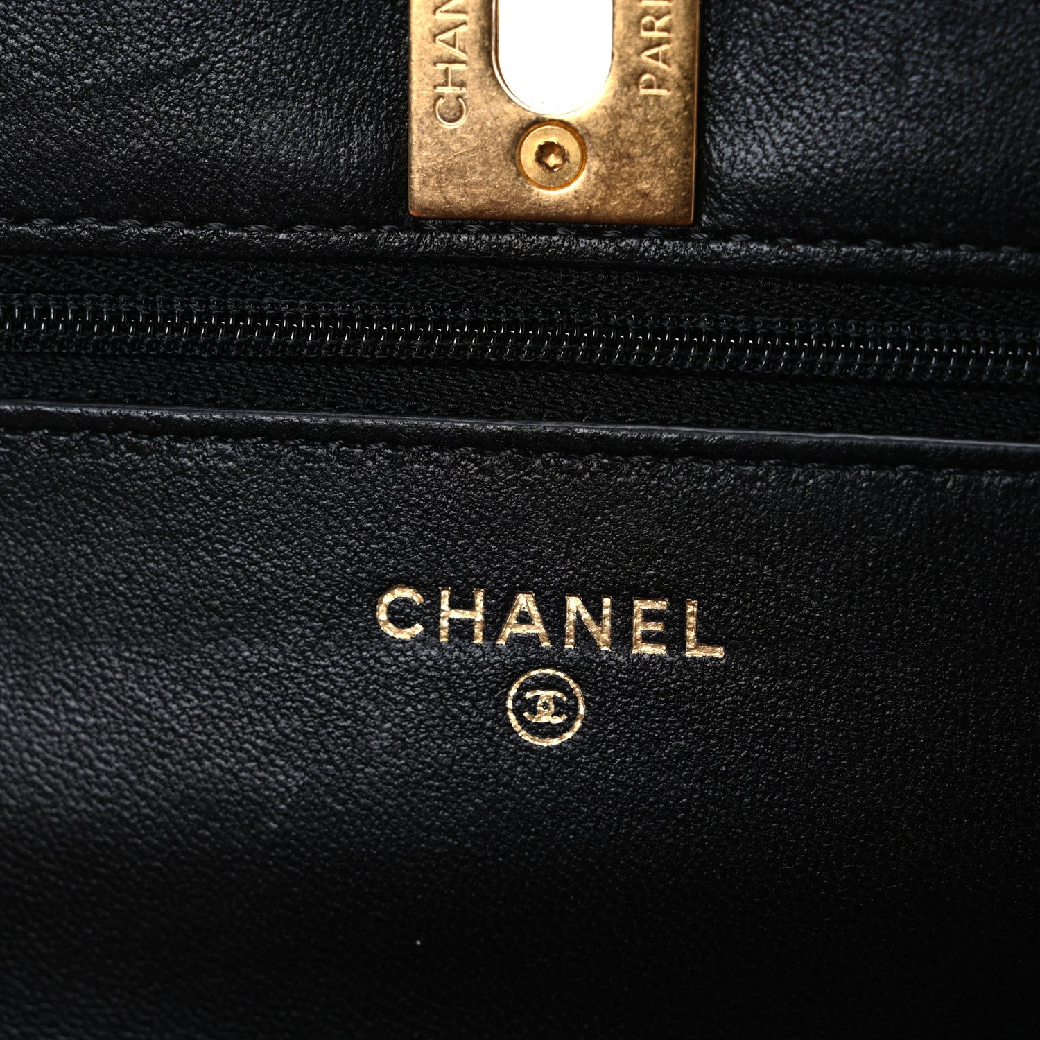 Chanel Lambskin Quilted Lion Motif Wallet On Chain WOC Black 6 of 11