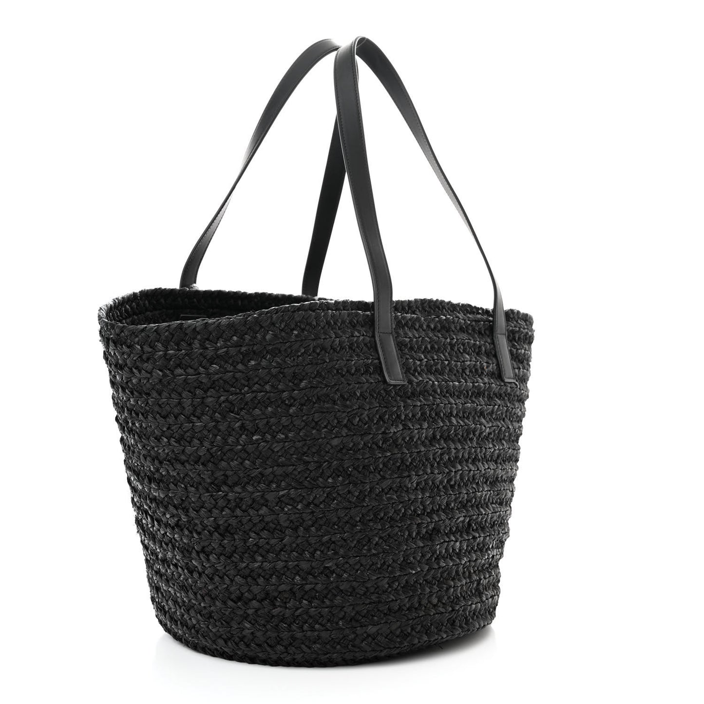 Raffia Medium Panier Bag Black