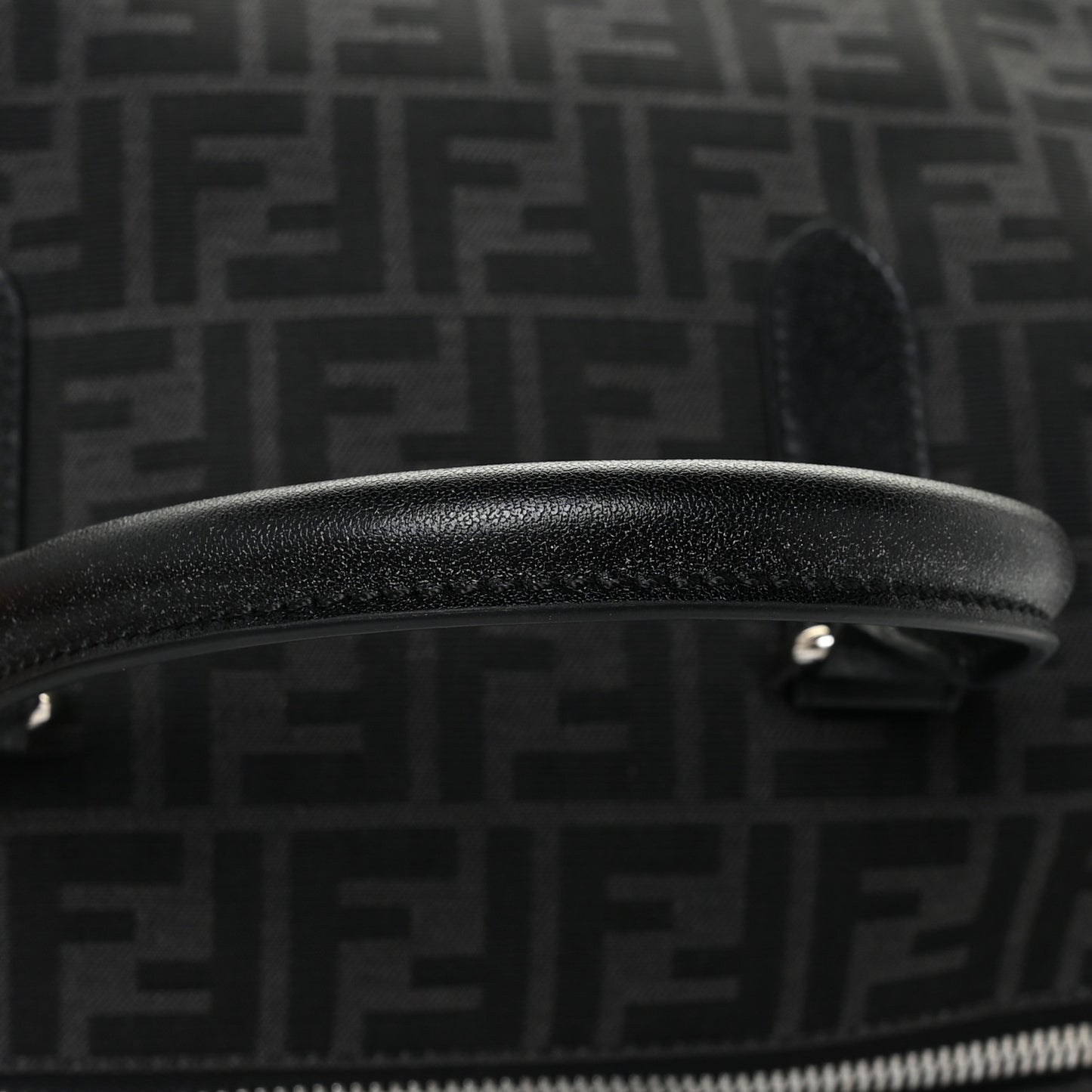 Recycled Fabric Jacquard Vitello Astro FF 1974 Medium Duffle Bag Asfalto Black