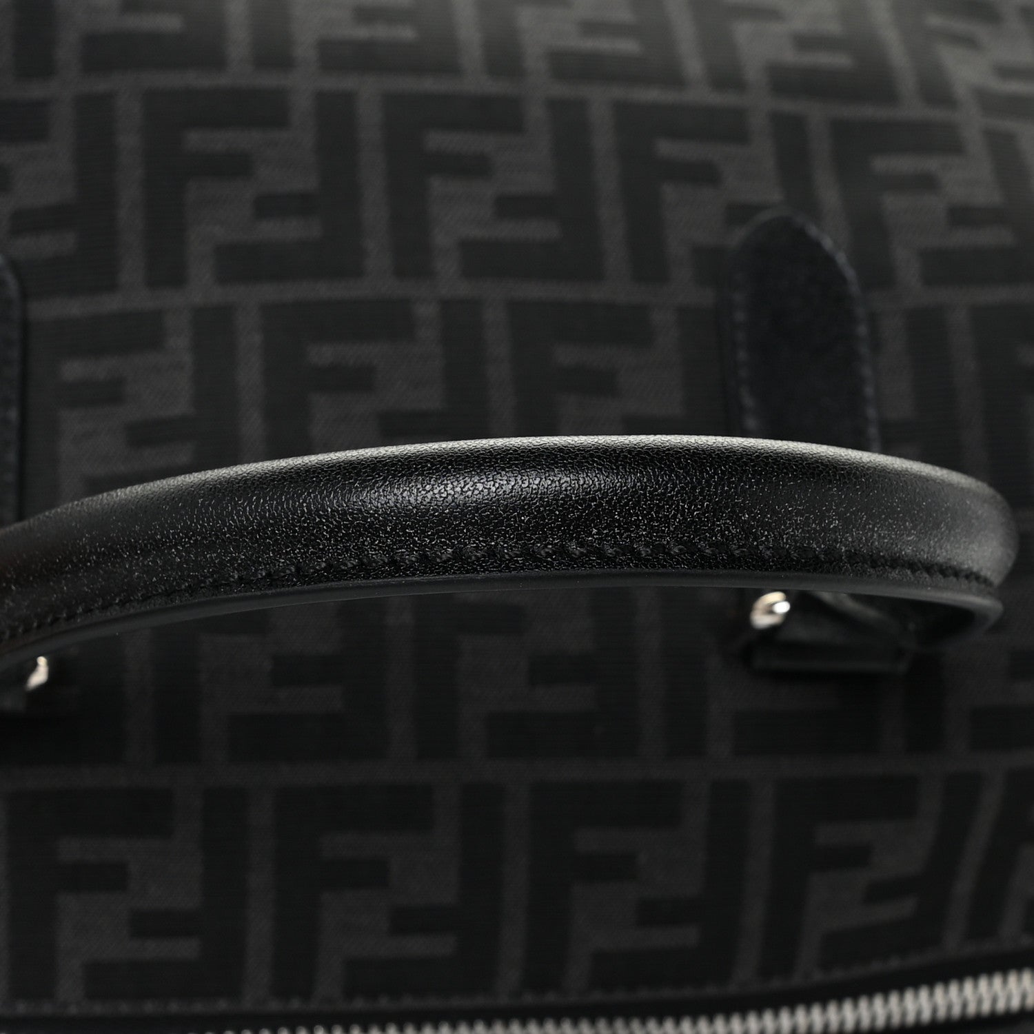 Fendi Recycled Fabric Jacquard Vitello Astro FF 1974 Medium Duffle Bag Asfalto Black 16 of 19