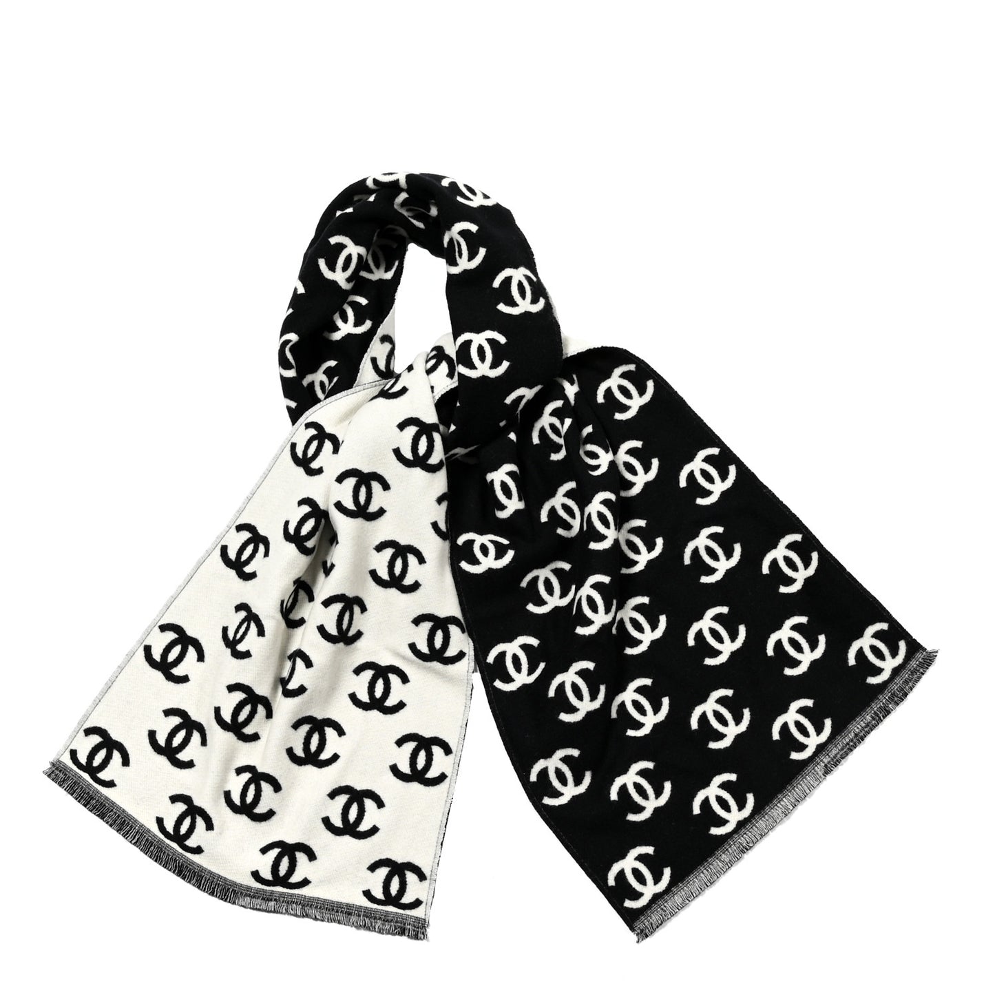 Wool Cashmere CC Scarf Black White