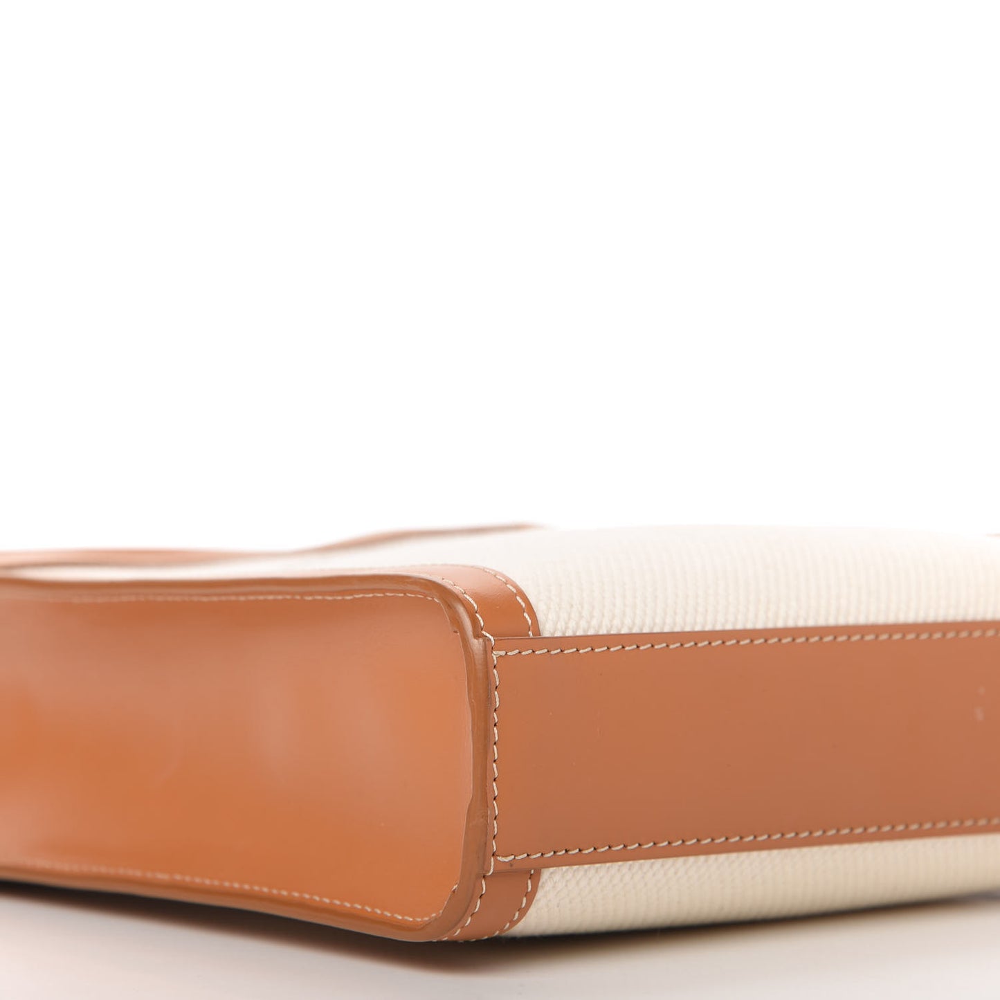 Canvas Calfskin Mini Vertical Cabas Natural Tan