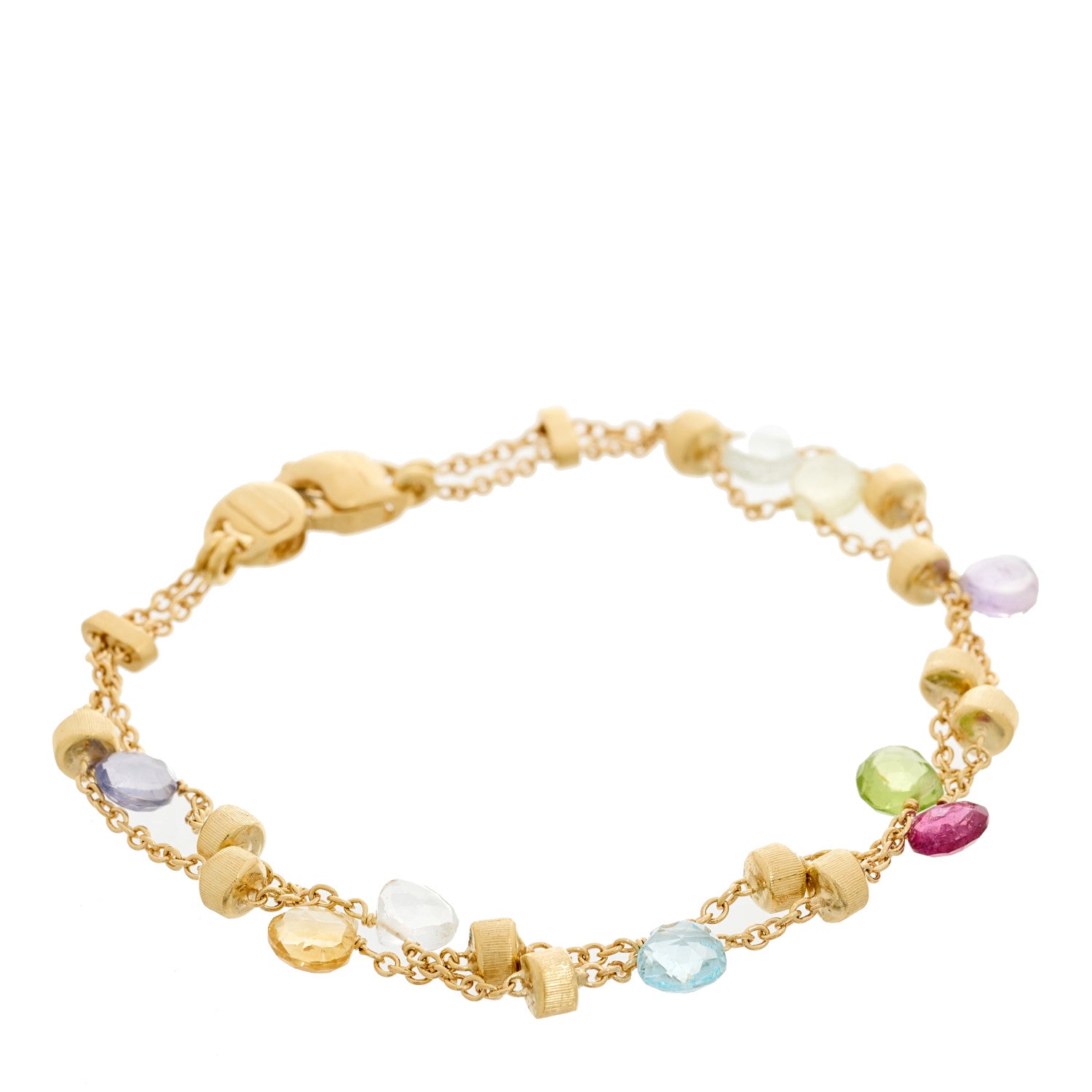 Marco Bicego 18K Yellow Gold Multi Gemstone Paradise Double Strand Bracelet 1 of 4