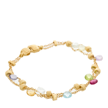 Marco Bicego 18K Yellow Gold Multi Gemstone Paradise Double Strand Bracelet 1 of 4