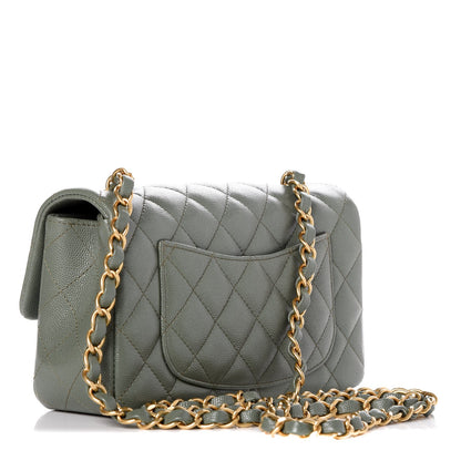 Chanel Iridescent Caviar Quilted Mini Rectangular Flap Green 3 of 8