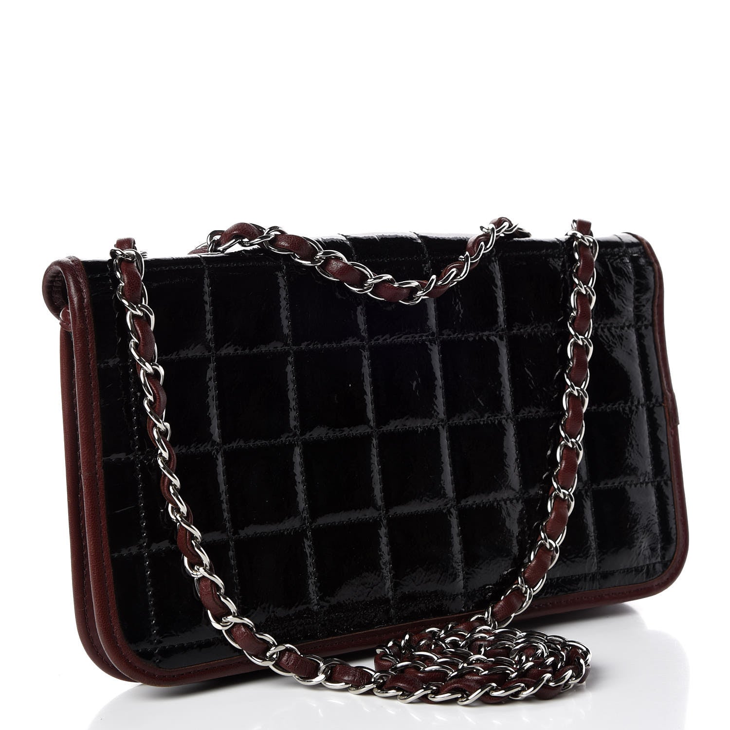 Chanel Patent Lambskin Medium Chocolate Bar Flap Black Bordeaux 3 of 11