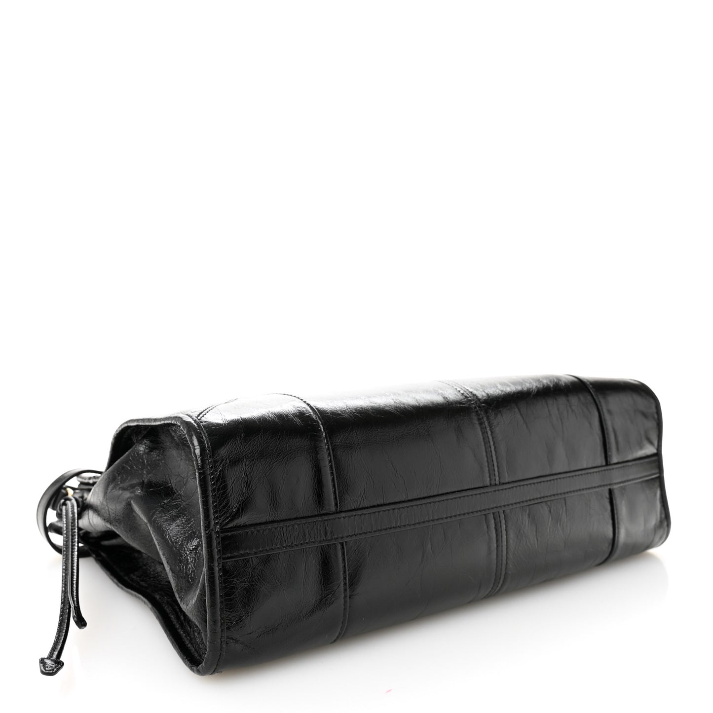 Glossy Calfskin Triangle Large Bonnie Shoulder Bag Black